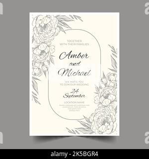 minimalist wedding invitation with drawn elements vector design illustration Stock Vector