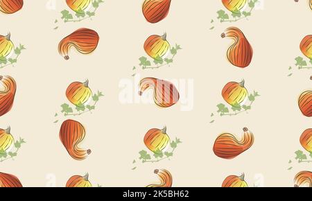 Pumpkins seamless pattern in watercolor style. Harvest. Thanksgiving day.  Stock Vector