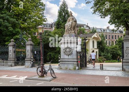 Main entrance of the Vondelpark, close to Leidseplein and museum square in the center of Amsterdam. Stock Photo