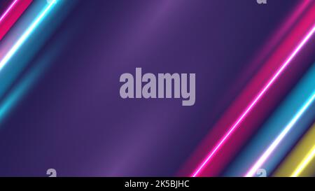 Neon blue and pink colors lighting diagonal lines template background. Vector illustration Stock Vector