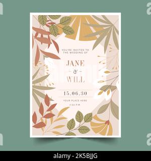 hand drawn boho wedding invitation vector design illustration Stock Vector