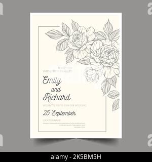 minimalist wedding invitation with drawn elements vector design illustration Stock Vector