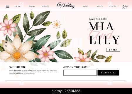 floral wedding landing page template vector design illustration Stock Vector