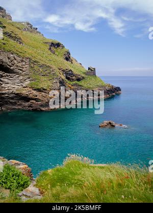 Rugged coastline at Tintagel, Cornwall, South England Stock Photo