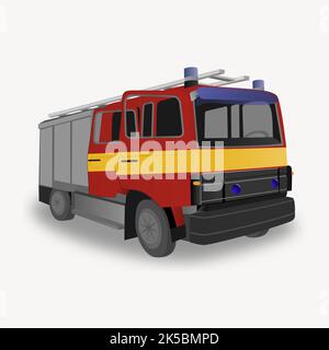 Fire truck collage element illustration vector. Stock Vector