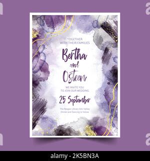 elegant watercolor wedding invitation templat vector design illustration Stock Vector