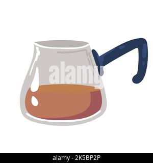 Teapot with coffee. french coffee The finished picture in the children's image Stock Vector