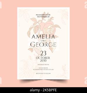 hand drawn wedding invitation vector design illustration Stock Vector