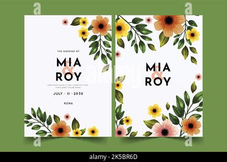 colorful floral wedding invitations template vector design illustration Stock Vector