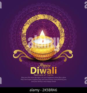 happy Diwali. Indian festivals of light with Diwali elements. vector illustration design. Stock Vector