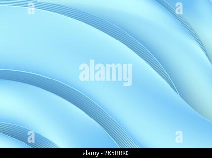Abstract 3D modern blue liquid wave bold lines pattern background paper cut style. Vector illustartion Stock Vector