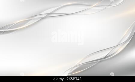 Abstract luxury concept white ribbon curved lines with lighting effect on clean background. Vector illustration Stock Vector