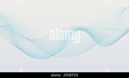 Abstract digital technology futuristic blue dots dynamic sound wave flowing particles on white background. Vector illustration Stock Vector