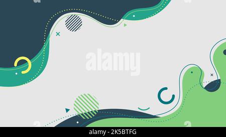Abstract modern template blue and green organic dynamic shapes elements compositions of colored spots and lines on white background. Vector illustrati Stock Vector