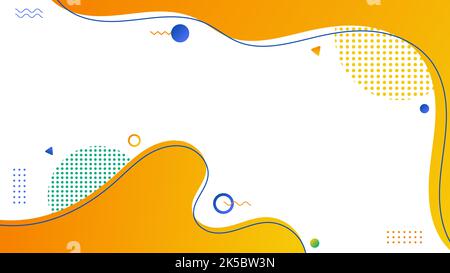 Abstract banner web template yellow liquid gradient shapes with geometric elements on white background. Vector illustration Stock Vector