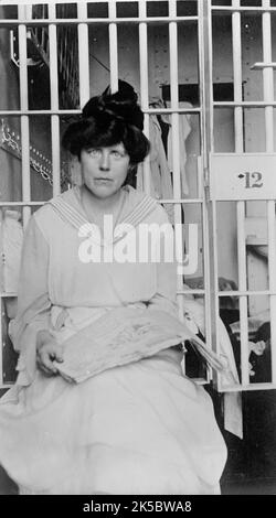Miss Lucy Burns of C.U.W.S. - in Jail, 1917. American suffragist and women's rights advocate. Lucy Burns led the Congressional Union for Woman Suffrage (CUWS), was active in the National American Women Suffrage Association, and helped form the National Woman's Party. She was arrested in 1917 while picketing the White House and was sent to Occoquan Workhouse. Stock Photo