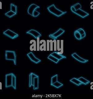 Flexible display icons set. Isometric set of flexible display vector icons neon on black Stock Vector