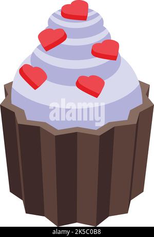 Cupcake cream milk icon isometric vector. Food product. Ice farm Stock Vector