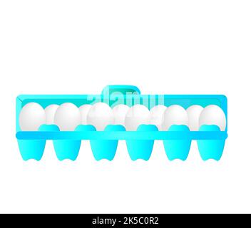 Blue Carton of eggs graphic illustration isolated on white background Stock Photo