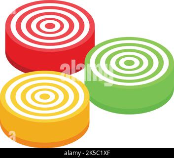 Jelly circle icon isometric vector. Candy gum. Cute fruit Stock Vector