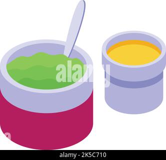 Picnic green soup icon isometric vector. Food basket. Party drink Stock Vector