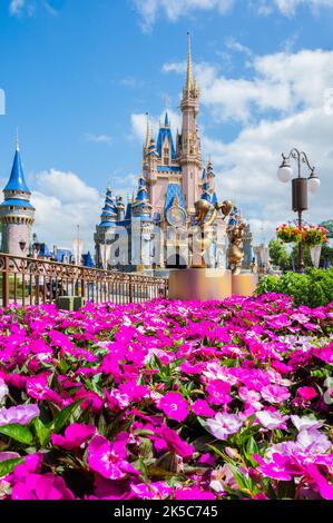 A vertical shot of the Cinderella castle in the Walt Disney world Stock Photo