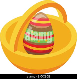 Easter egg basket icon isometric vector. Happy decoration. Gift greeting Stock Vector