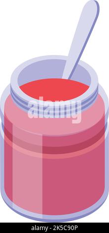 Jelly jar icon isometric vector. Candy dessert. Sugar food Stock Vector