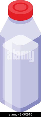 Milk glass bottle icon isometric vector. Ice breakfast. Farm cow Stock Vector