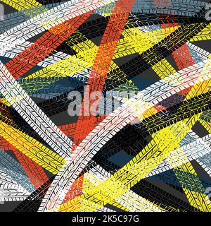 Tire tracks colorful background Stock Vector