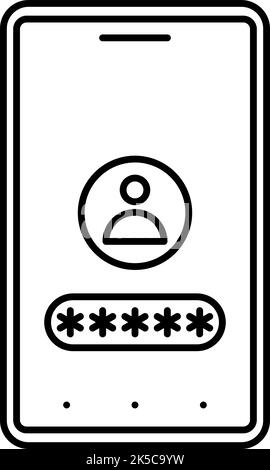 Secure profile smartphone login. Vector line icon Stock Vector