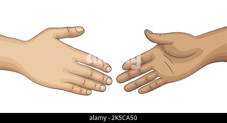 Two people want to shake hands. Isolated on white background. Stock Photo