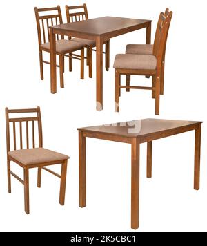 A set of kitchen furniture from a table and chairs. Isolated from the background. Interior element Stock Photo