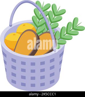 Easter basket icon isometric vector. Spring decoration. Greeting gift Stock Vector