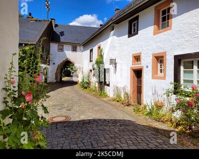 Alley in Kronenburg near Dahlem, Eifel, North Rhine-Westphalia, Germany Stock Photo