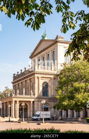 Morning at opera house in green city Hannover, Lower Saxony, Germany Stock Photo