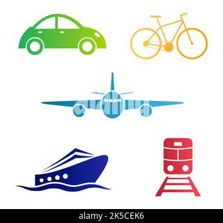 Modern Transport Icons In Gradient Color. Vector Transport Icons Stock Vector