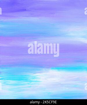 Abstract multicolored background texture. Blue, purple, white painting. Contemporary art. Brush strokes on paper. Template for card, invitation. Stock Photo