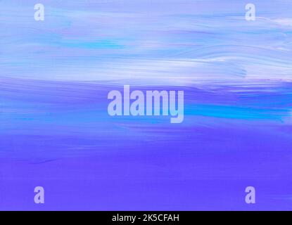 Abstract calm blue and white background painting. Contemporary art. Soft brush strokes on paper. Stock Photo