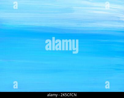Abstract background painting texture. Blue and white brush strokes on paper. Beautiful soft cyan artistic backdrop. Stock Photo