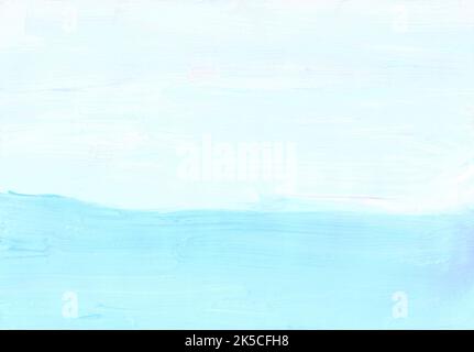 Abstract pastel blue and white background. Light cyan blue minimalist backdrop. Brush strokes on paper. Contemporary art Stock Photo