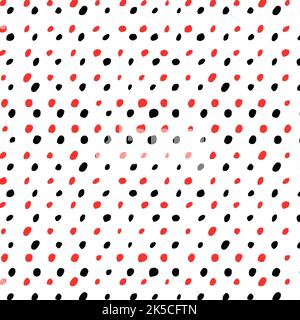 Hand Drawn Red And Black Polka Dot Pattern Vector Illustration Stock Vector