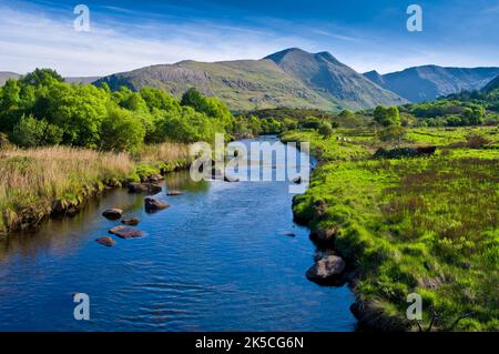 Europe, Western Europe, Ireland, Republic of Ireland, County Kerry, River Course in the Caha Mountains, Beara Peninsula Stock Photo