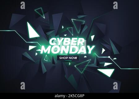 realistic polygonal cyber monday background vector design illustration Stock Vector