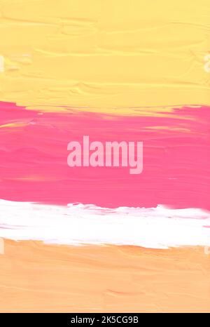 Abstract pastel peach, yellow, pink and white background. Textured brush strokes on paper. Minimalist oil painting. Contemporary art. Stock Photo