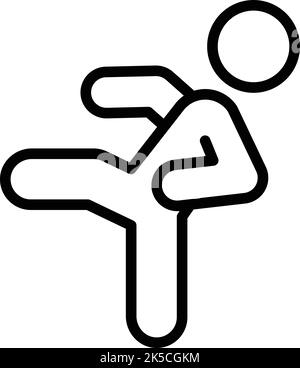 Martial leg hit icon outline vector. Self man. Defense people Stock ...