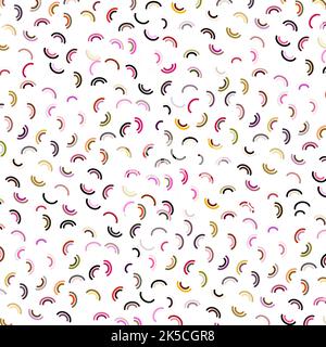 Multicolored Half Circles Rings Squiggle Line Pattern. Abstract Geometric Background. Inspired By Memphis Design Stock Vector