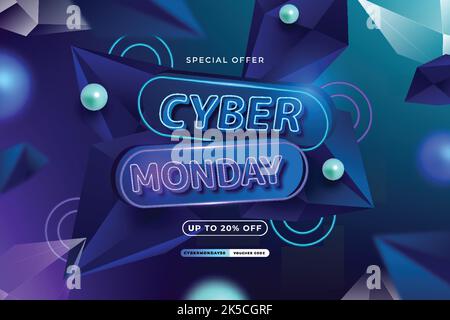 realistic polygonal cyber monday background vector design illustration Stock Vector