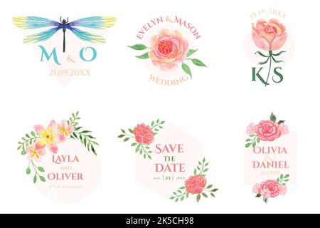 painted wedding monograms templates vector design illustration Stock Vector
