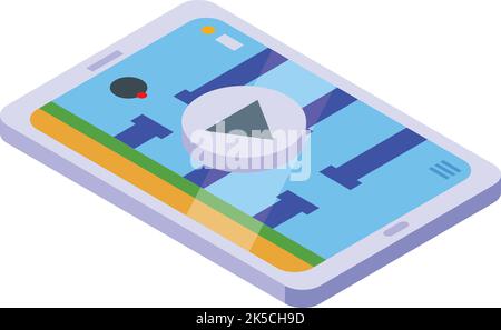 Tablet gameplay icon isometric vector. Game machine. Mobile screen Stock Vector